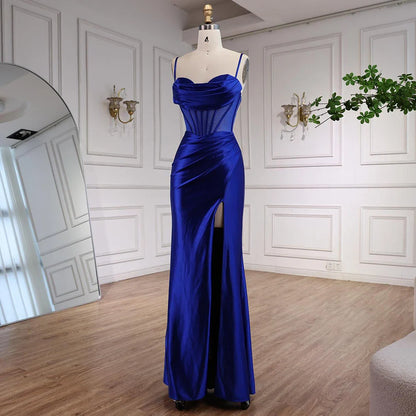 Pink Mermaid Sweetheart Ruched Silk Satin Evening Dress LA73153