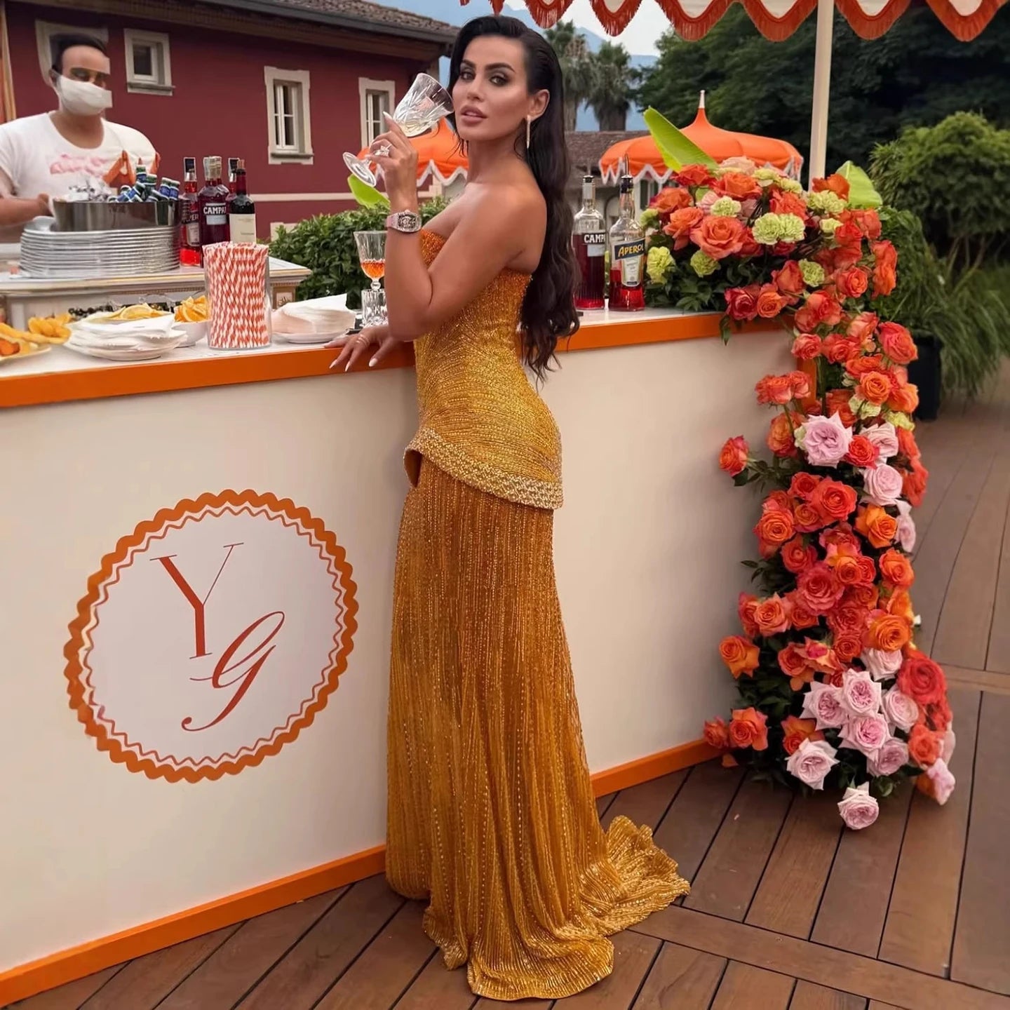 Serene Hill Arabic Orange Two Pieces Corset Evening Dress LA73444