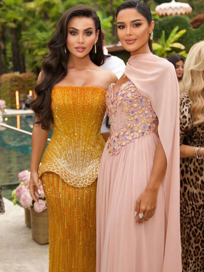 Serene Hill Arabic Orange Two Pieces Corset Evening Dress LA73444