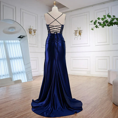 Classy Light Green Satin Prom Dress with Lace and Slit LA73032A