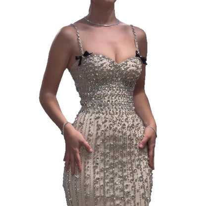 Luxury Nude Luxury Crystal Beaded Evening Dress LA73352