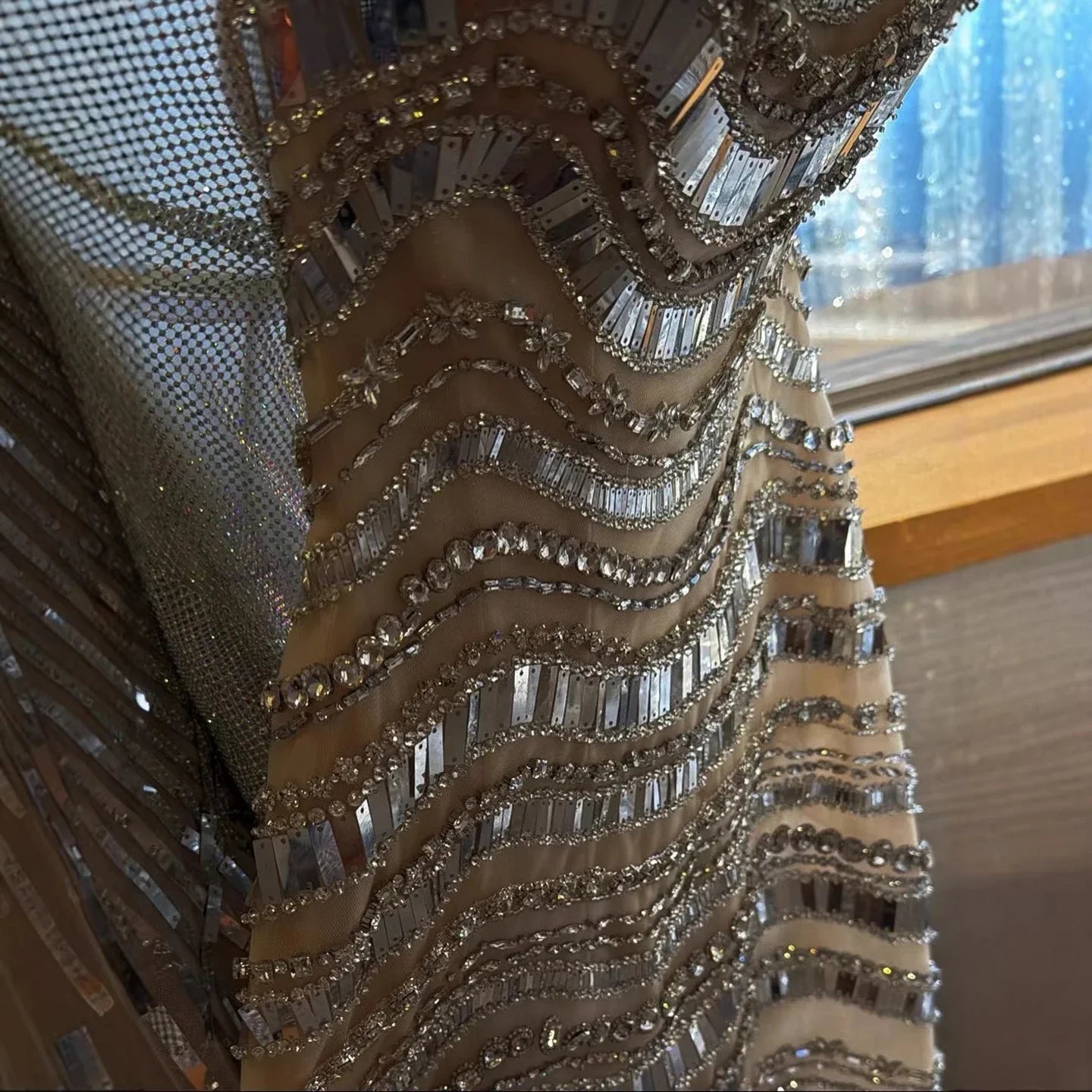 Luxury Silver Nude Beaded Mermaid Evening Dress LA73449