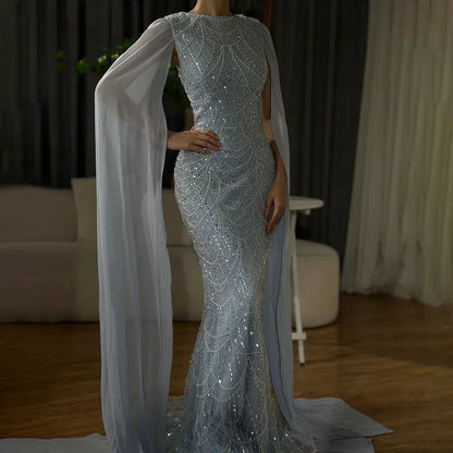Luxury Beaded Gown With Cape Sleeves LA72160A