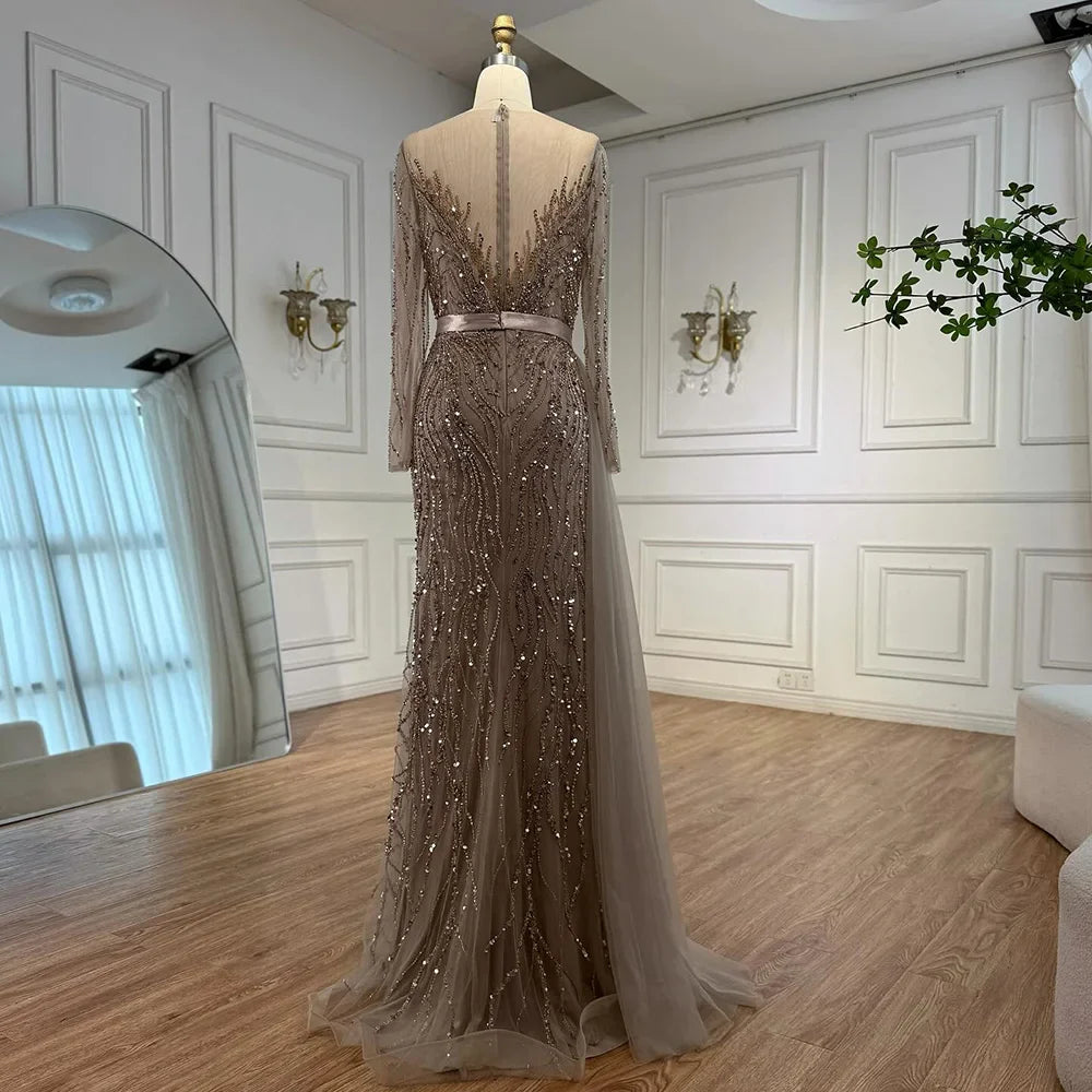 Luxury Purple Lace Beaded Mermaid Evening Dress with Skirt LA71752