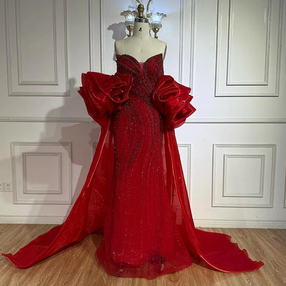 Luxury Red   Mermaid Evening Dress with Cape LA72896