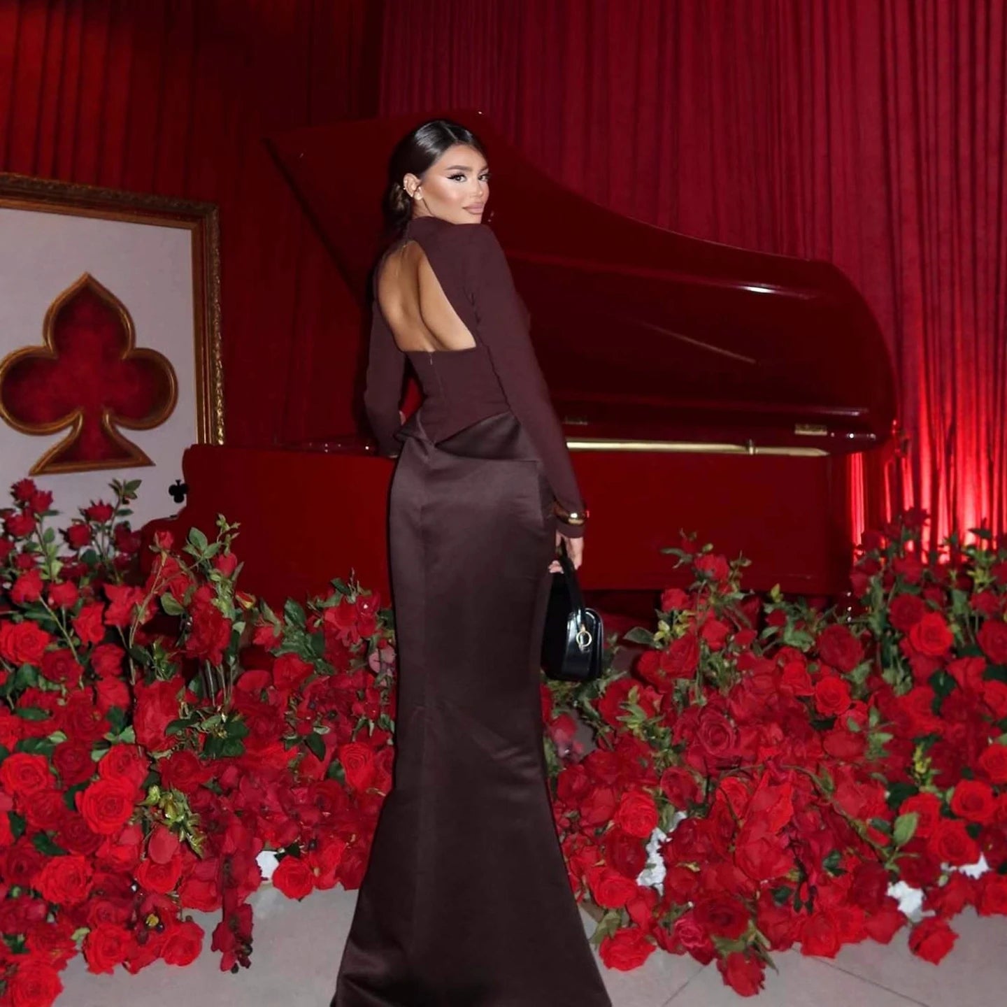 Elegant Brown French Simple Mermaid Evening Dress Minimalist LA73321