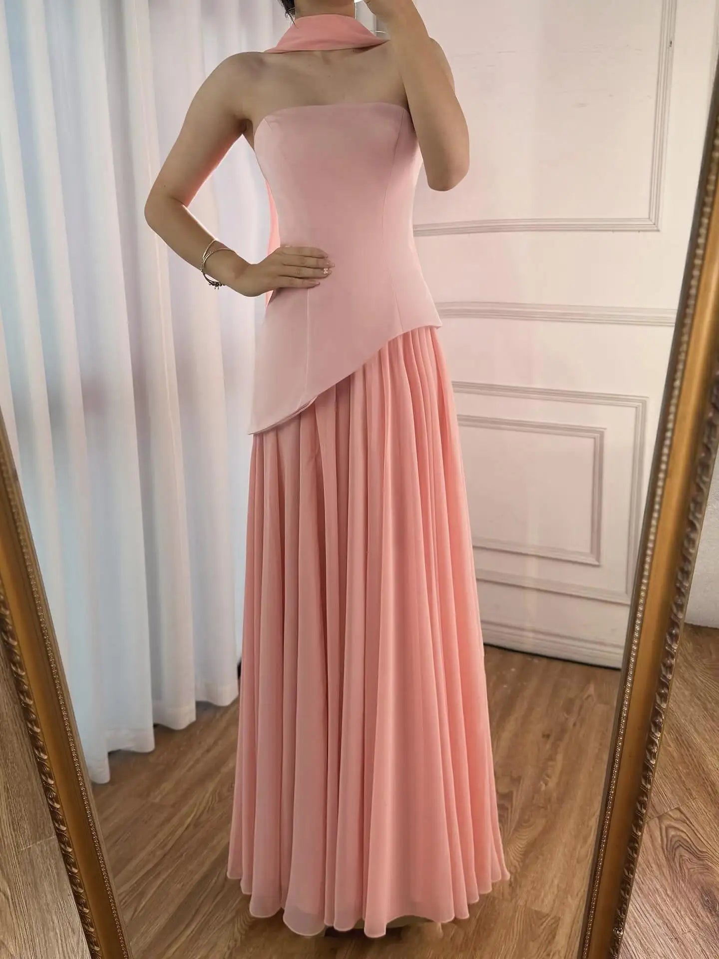 Luxury Lilac   Elegant Evening Dress Flowing Skirt LA73165