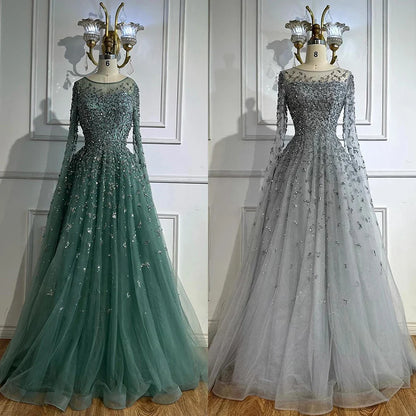 Luxury Beaded Evening Dress With Cape Sleeves  LA72965