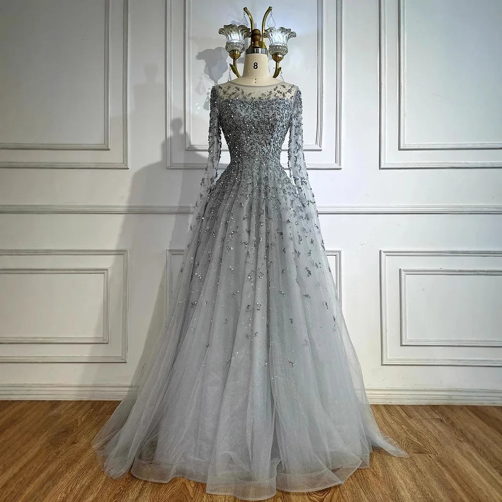 Luxury Beaded Evening Dress With Cape Sleeves  LA72965