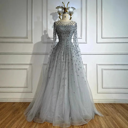 Luxury Beaded Evening Dress With Cape Sleeves  LA72965