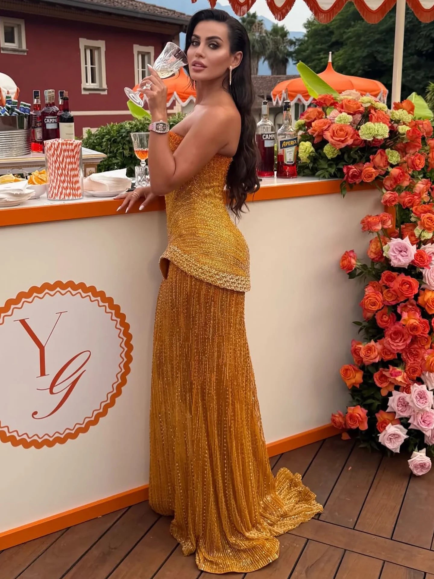 Serene Hill Arabic Orange Two Pieces Corset Evening Dress LA73444