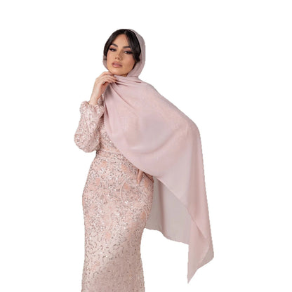 Luxury Pink Pearls Beaded Muslim Mermaid Evening Dress LA73417
