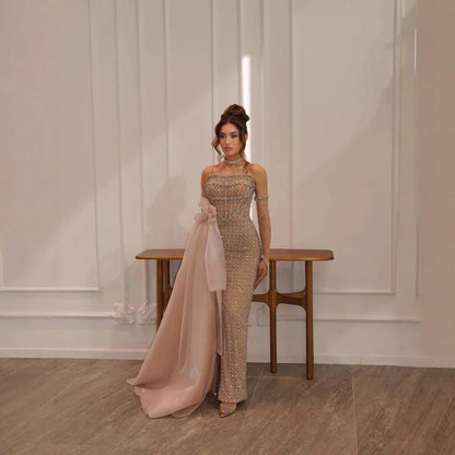 Luxury Dubai Crystal Mermaid Evening Dress with Skirt LA73220