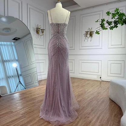 Luxury Dubai Nude Mermaid Evening Dress with Cape Sleeves LA73195