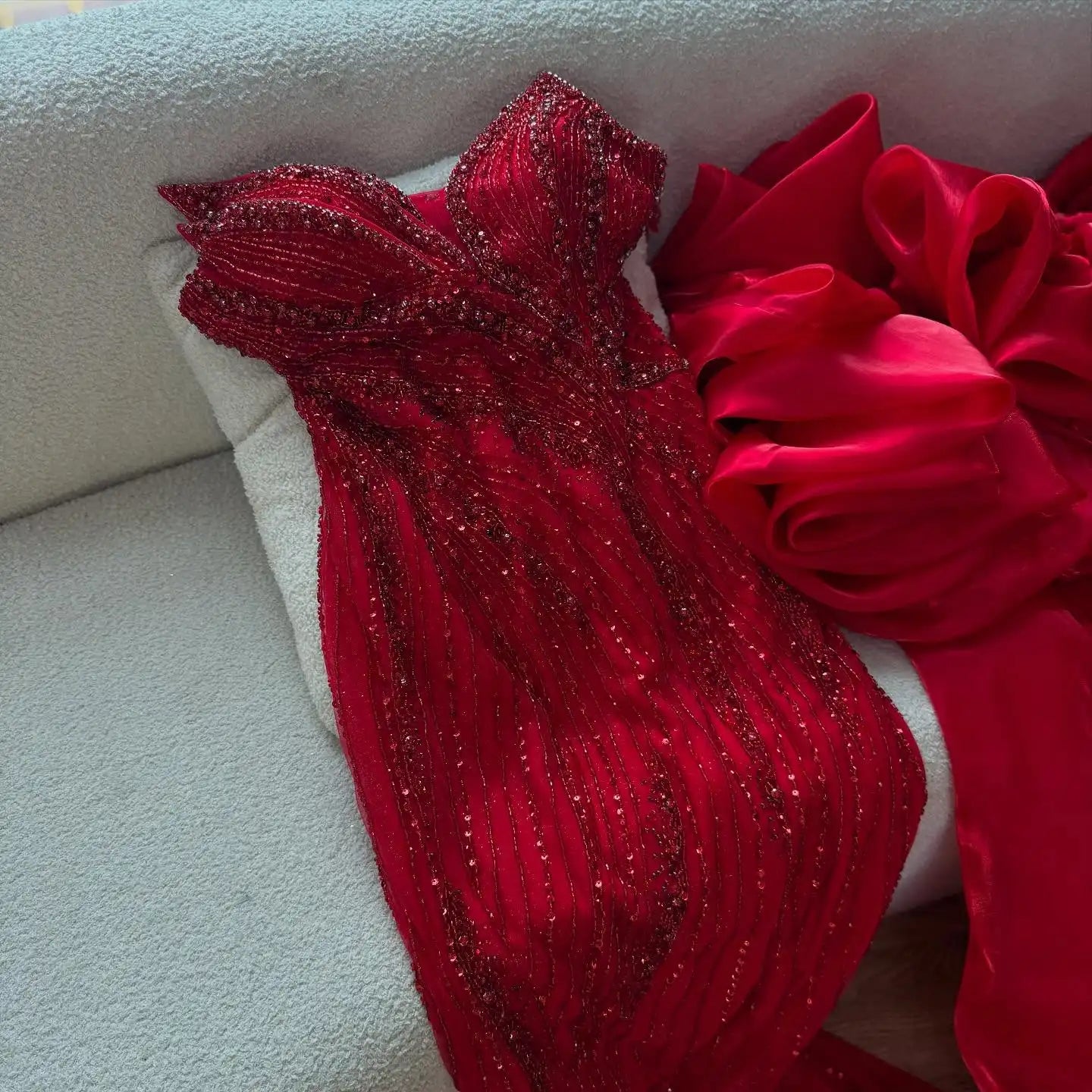 Luxury Red   Mermaid Evening Dress with Cape LA72896