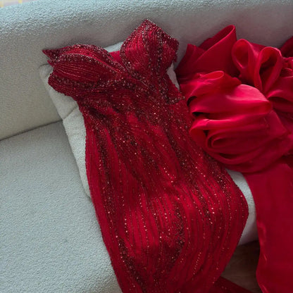 Luxury Red   Mermaid Evening Dress with Cape LA72896