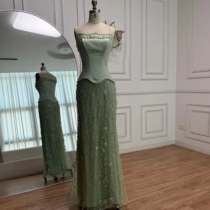 Luxury Caramel Satin Beaded Evening Dress with Corset Bodice LA72805C