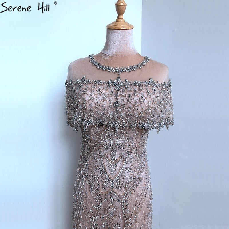 SERENE HILL Nude Mermaid Luxury Evening Dresses For Woman 2025 Dubai Diamond Sequins Formal Dress LA70519