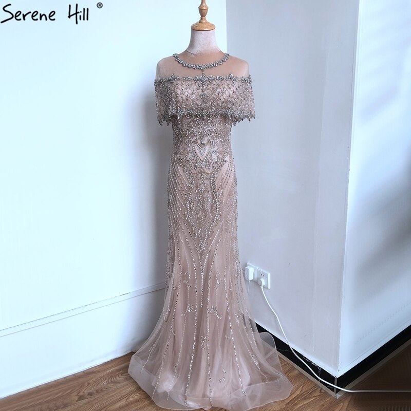 SERENE HILL Nude Mermaid Luxury Evening Dresses For Woman 2025 Dubai Diamond Sequins Formal Dress LA70519
