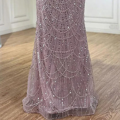 Luxury Beaded Gown With Cape Sleeves LA72160A