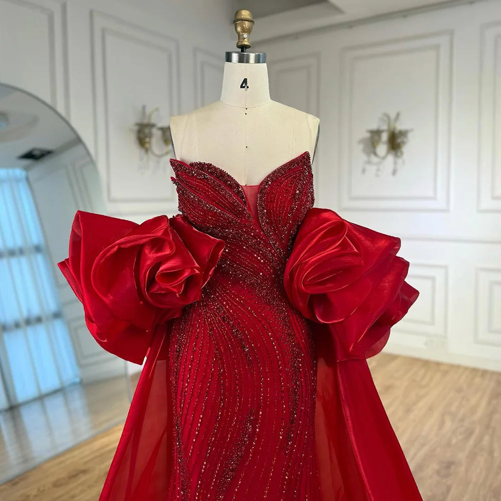Luxury Red   Mermaid Evening Dress with Cape LA72896