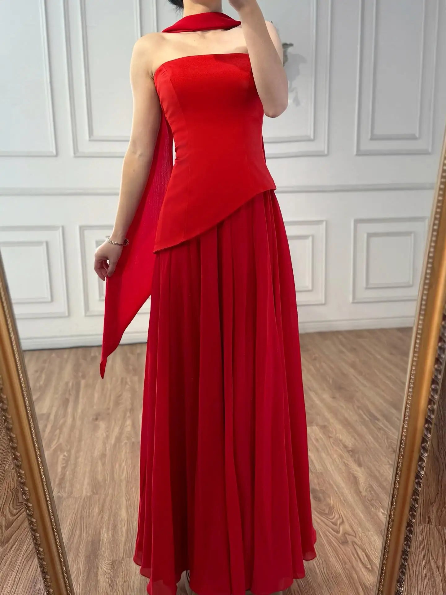 Luxury Lilac   Elegant Evening Dress Flowing Skirt LA73165