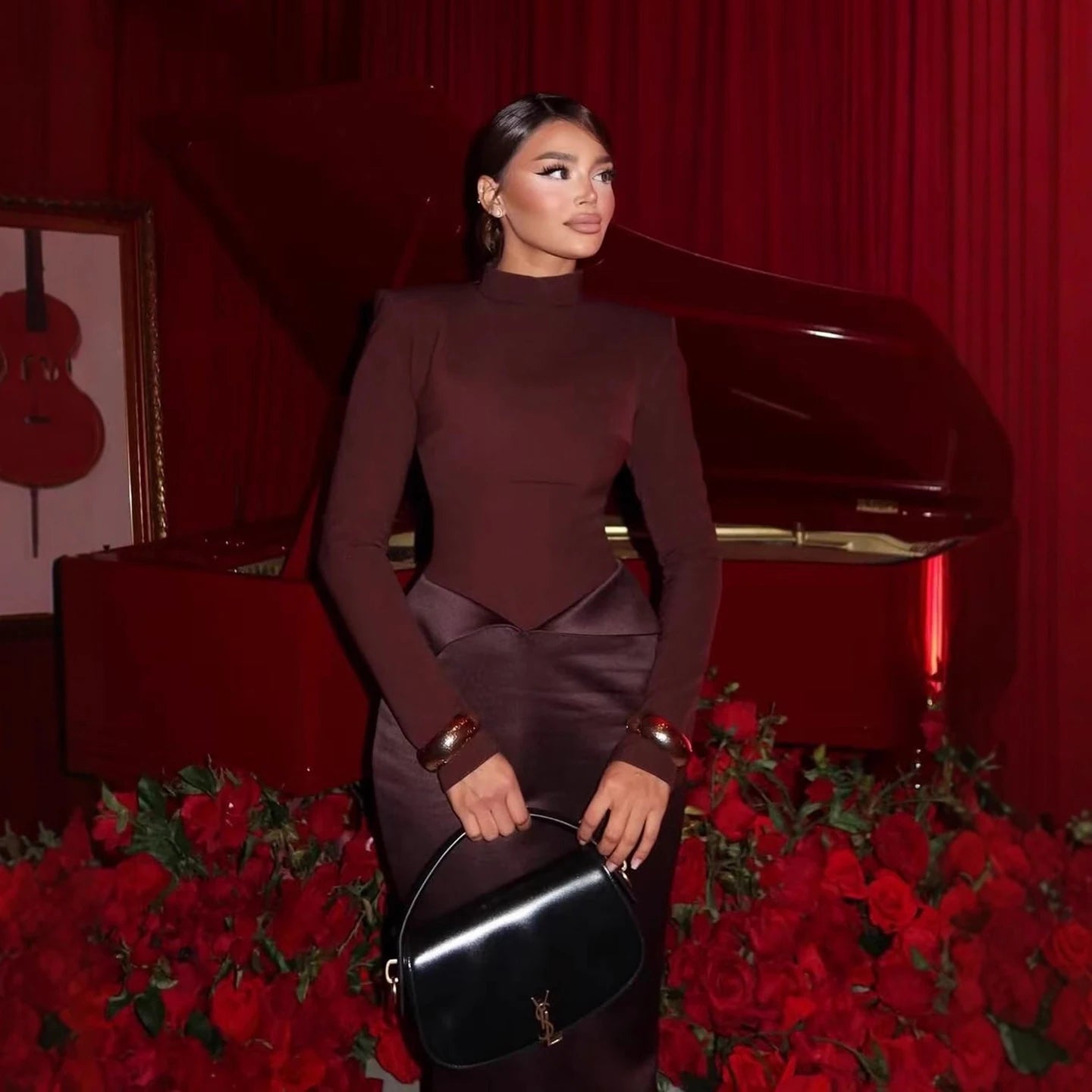 Elegant Brown French Simple Mermaid Evening Dress Minimalist LA73321