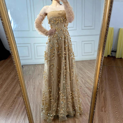 Elegant Pink 3D Flowers Evening Dress with Gloves LA72912