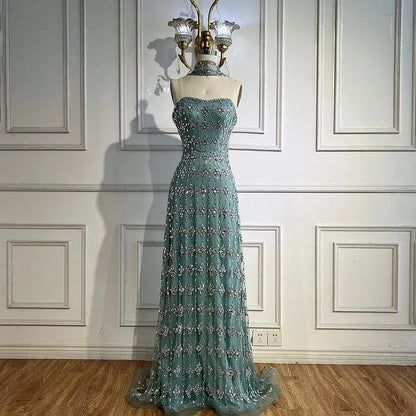 Luxury Nude Beaded Mermaid Evening Dress for Occasion Saudi LA72871