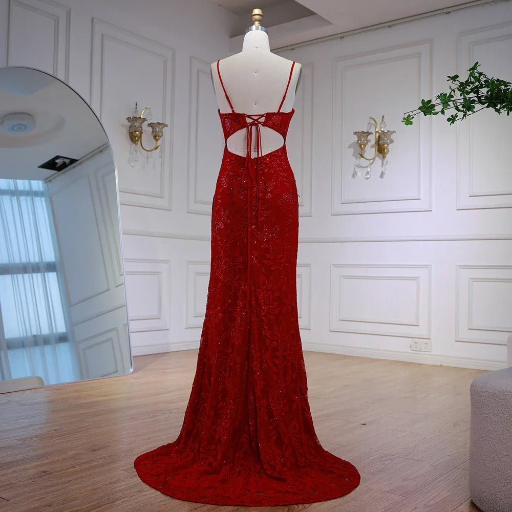 Elegant Red Prom Dress with Slit LA72998