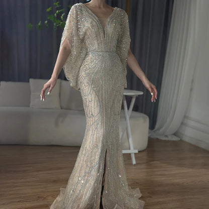 Luxury Arabic Tiffny Mermaid Beaded Evening Dresses Gowns  LA72288A