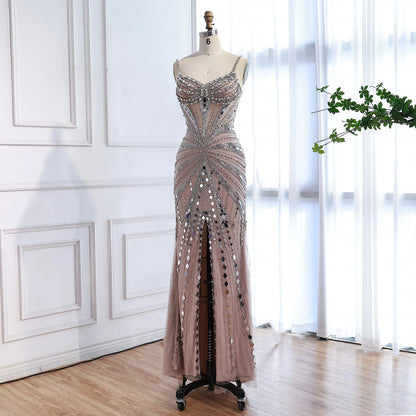 Luxury Nude Corset Beaded Mermaid Prom Dress LA72803A