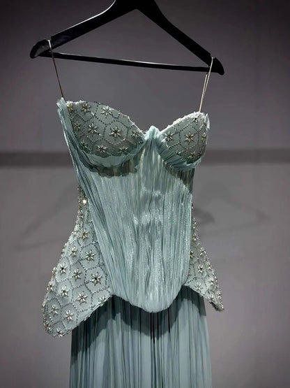 Luxury Olive Green Two Pieces Corset Beaded Mermaid Dress LA73356 2026