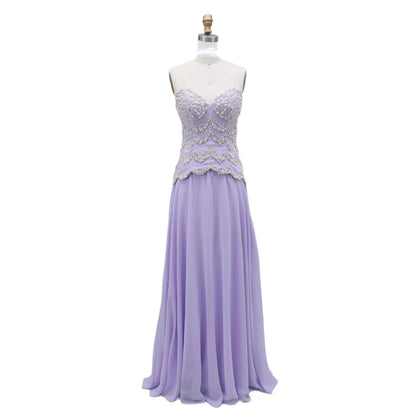 Luxury Lilac Pearl Beaded Two Pieces Evening Dress with Cape LA73327A