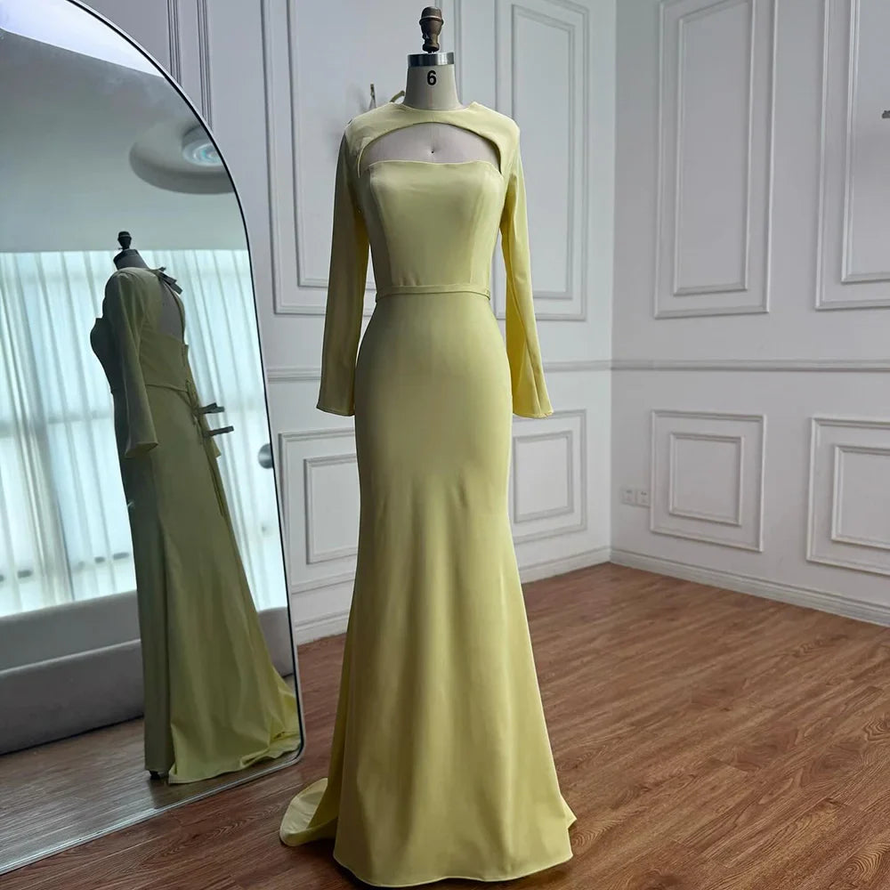 Luxury Dubai Blue Satin Mermaid Evening Dress Lace-Up Back LA72416