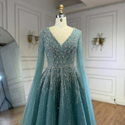 Luxury Caramel Dubai Evening Dress with Cape LA73269