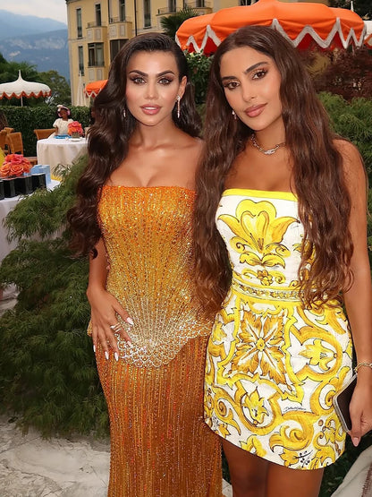 Serene Hill Arabic Orange Two Pieces Corset Evening Dress LA73444