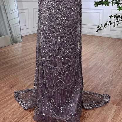 Luxury Beaded Gown With Cape Sleeves LA72160A
