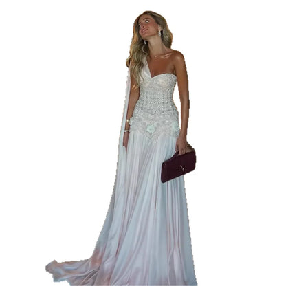 Luxury Pink Arabic Floral Evening Dress With Cape LA73451