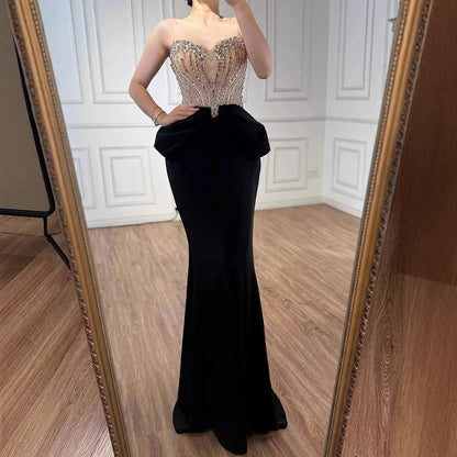 Designer Red Satin Evening Dress with Bow LA73060