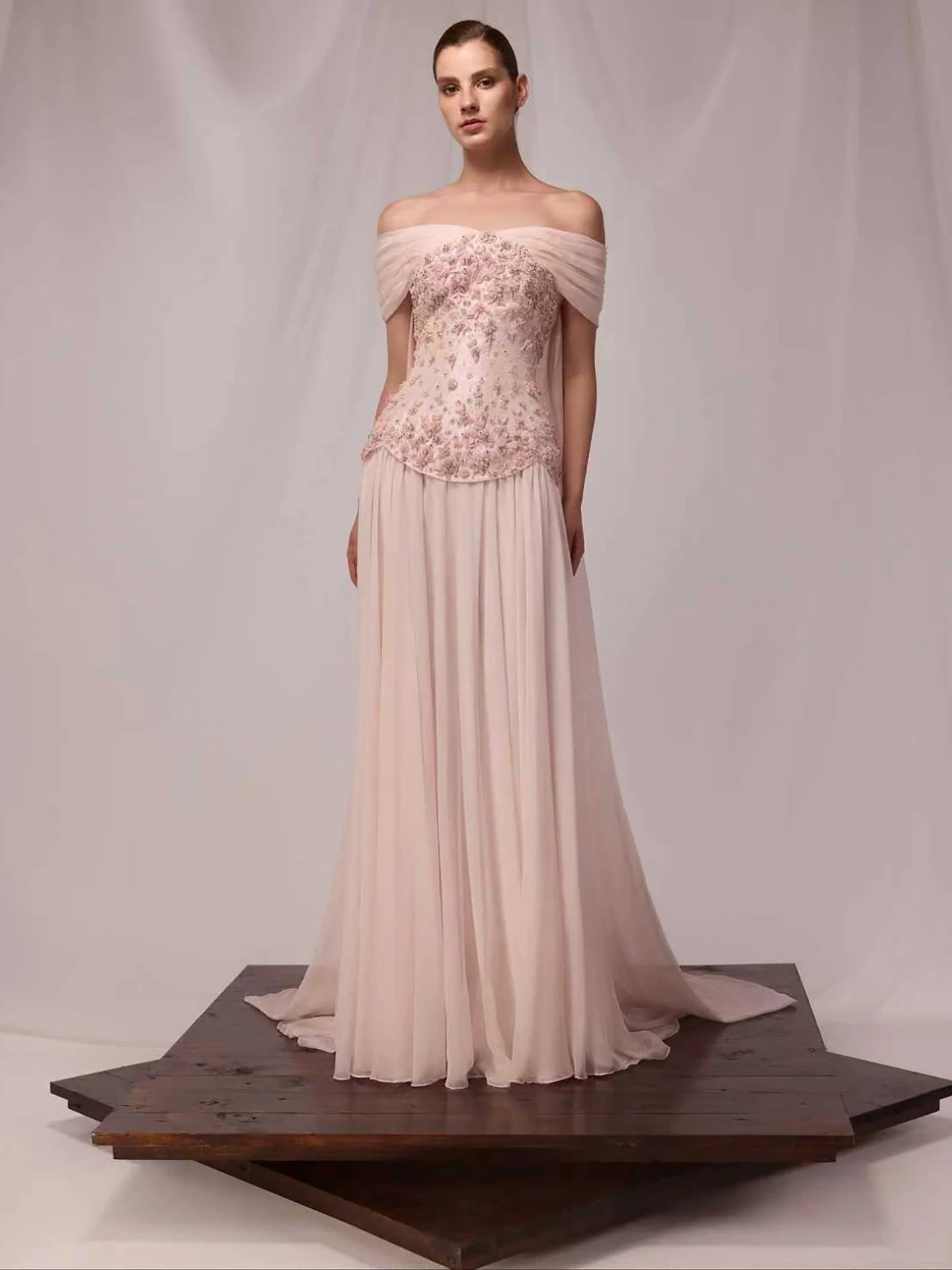 Luxury Pink A-Line Beaded Evening Dress LA73438