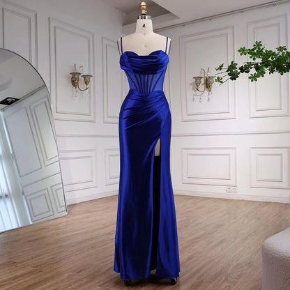 Pink Mermaid Sweetheart Ruched Silk Satin Evening Dress LA73153