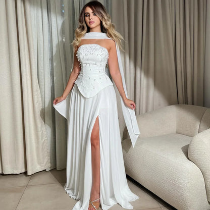 Luxury Green Beaded Corset Evening Dress with Cape LA73367