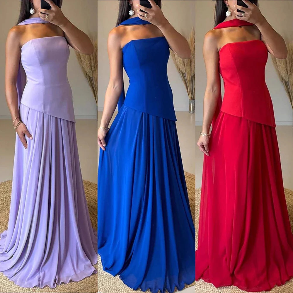 Luxury Lilac   Elegant Evening Dress Flowing Skirt LA73165