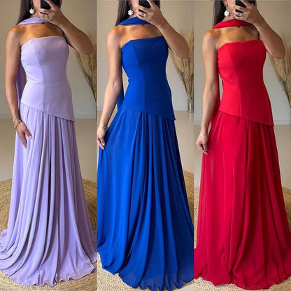 Luxury Lilac   Elegant Evening Dress Flowing Skirt LA73165