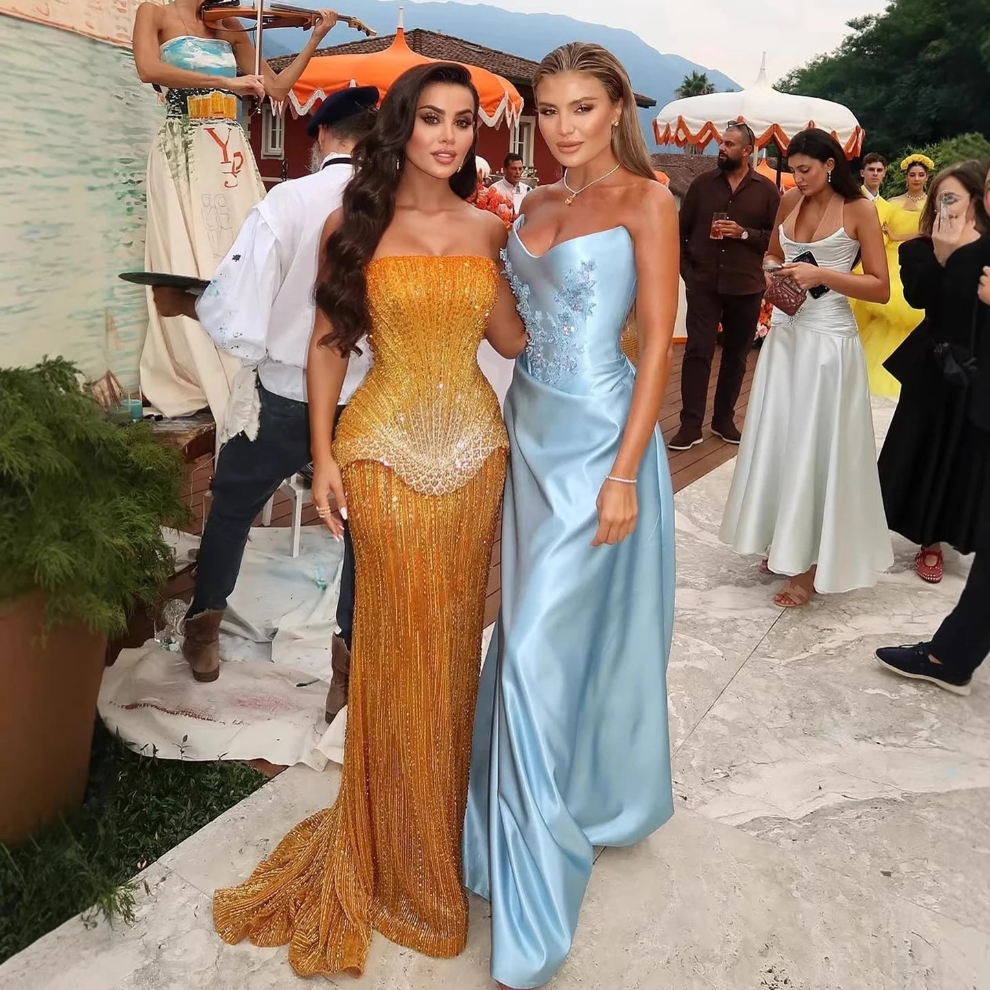 Serene Hill Arabic Orange Two Pieces Corset Evening Dress LA73444