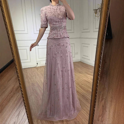 Luxury  Designer Arabic Pink Evening Dress LA72955