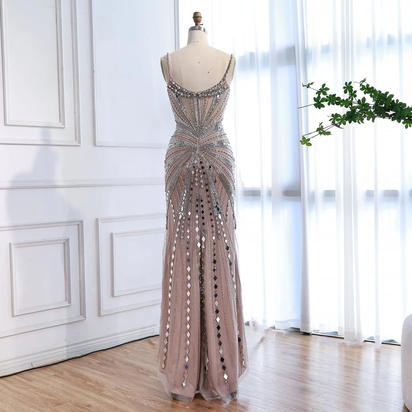 Luxury Nude Corset Beaded Mermaid Prom Dress LA72803A