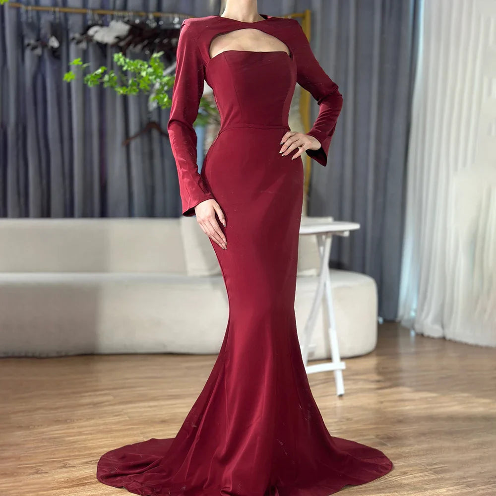 Luxury Dubai Blue Satin Mermaid Evening Dress Lace-Up Back LA72416