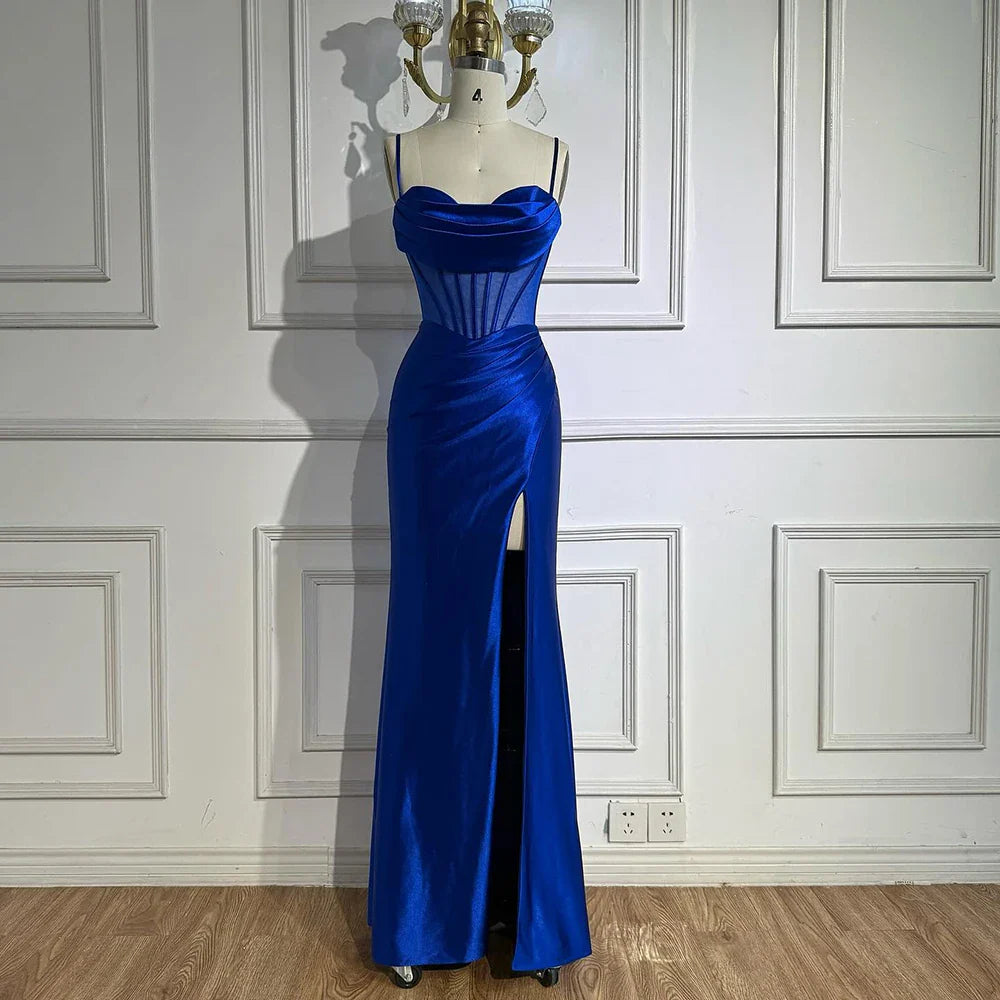 Pink Mermaid Sweetheart Ruched Silk Satin Evening Dress LA73153